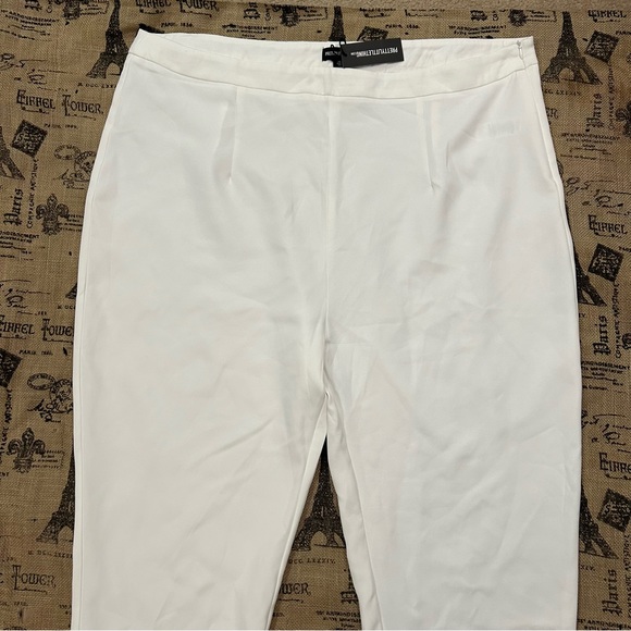 Prettylittlething NWT! Plus White Tailored Fitted Trousers Pant Size 18 - Picture 5 of 12